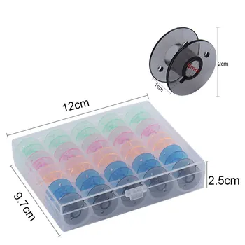

25Pcs/Set Bobbins Box Set Sewing Machine Spools Colorful Plastic Metal And Case Storage Box Sewing Equipment Tools Accessories