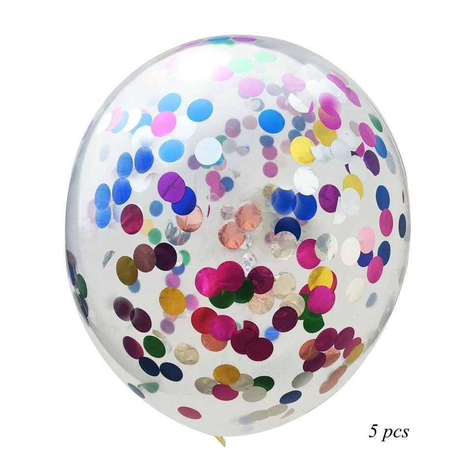 Multi Round Confetti 5 шт. 12 дюймов многоцветный воздушный шар "Конфетти" фольгированный шар Свадебная вечеринка украшение утолщение груша шары украшения на день рождения - Цвет: Multi Round Confetti