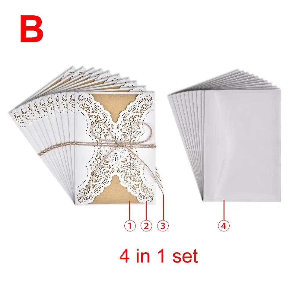 10PCS Hollow Laser Cut Wedding Invitations Card Personalized Custom With Free Envelope & Seals Wedd - 4.00026E+12