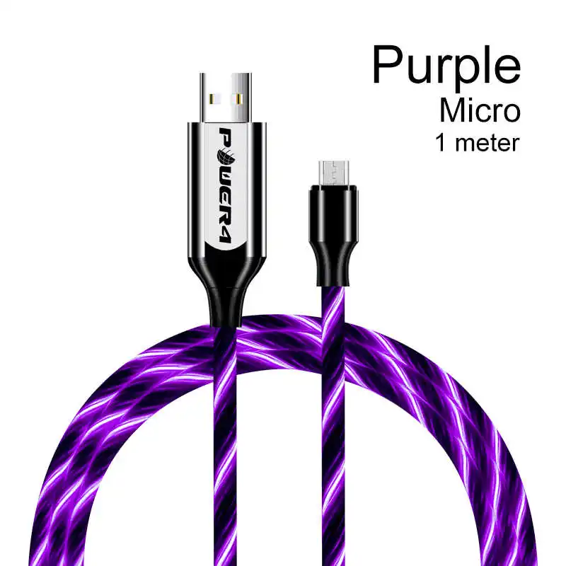Мощный 4 EL холодный светильник USB C зарядный шнур для телефона samsung Быстрая зарядка Micro USB type C кабель светящийся светильник ning iPhone - Цвет: Micro-Purple