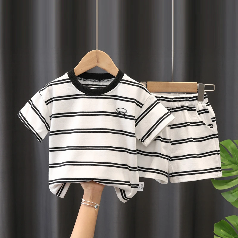 Conjuntos de moda para niños pequeños, ropa de muselina para bebés, camiseta y pantalones cortos, chándal para niños, de ropa| - AliExpress