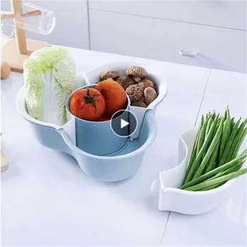 

3PCS Basket Bowl Washing Basket Storage Fruit Washing Strainer Noodles Vegetable Plastic Colander Kitchen Drain Home Storage New