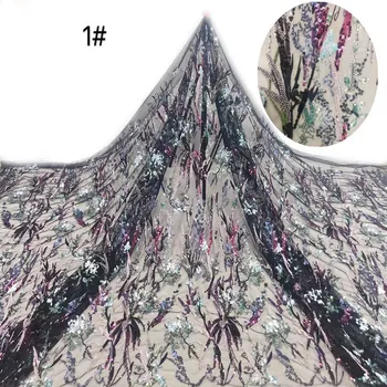 

The latest High quality sequin embroidery fabric /Evening dress fabric sequin embroidery French mesh lace Nigeria fabric 5yards