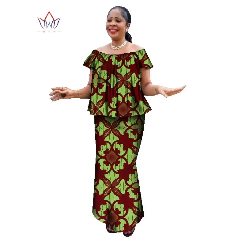 Женский костюм с юбкой и круглым вырезом коротким рукавом|traditional african clothing|african