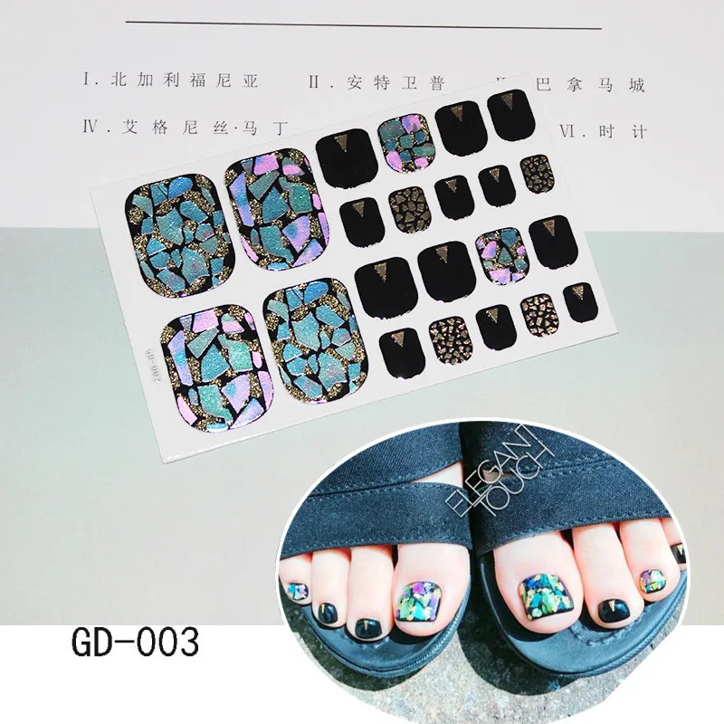 

1Sheet Toe Nail Sticker Adhesive Glitter Summer Style Tips Full Post Cover Toe Nail Art Supplies Foot Decal