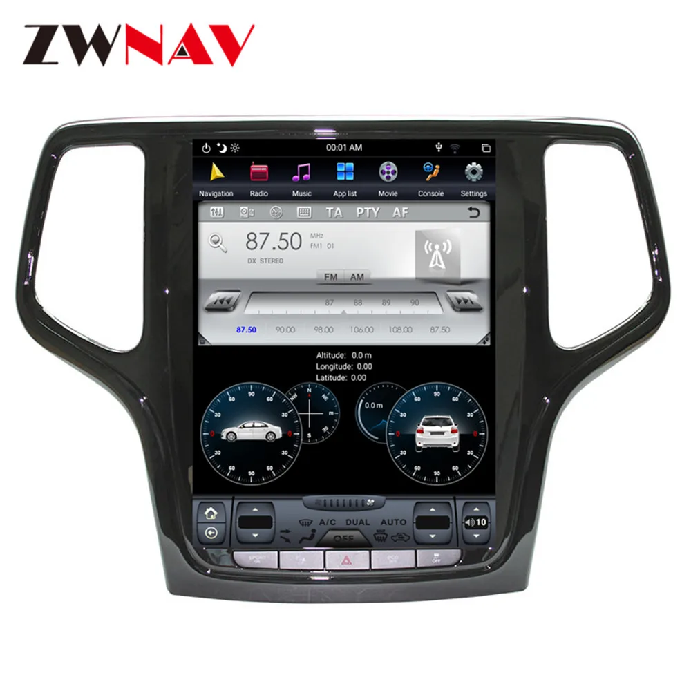 Discount Android 8.1 4GB ROM Tesla style Car GPS Navigation For JEEP Grand Cherokee 2014-2018 gold and black head unit multimedia player 3