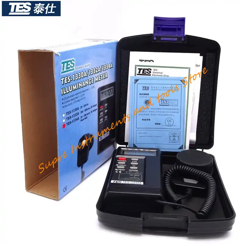 TES EMF 1334A цифровой люксовый измеритель яркости Luxmeter светильник функция удержания