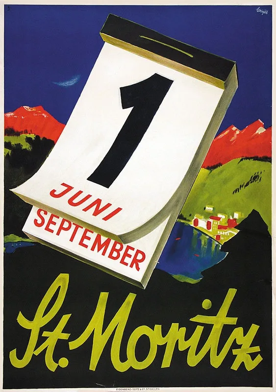Switzerland Grison Tourism Posters St. Moritz Vacation Classic Wall Stickers Decorative Vintage Poster Home Bar Decor Gift | Дом и сад