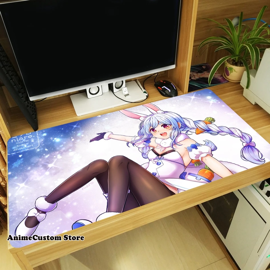 Hot Anime Hololive YouTuber Usada Pekora Large Thicken Mouse Pad Laptop Mice Mat Tabletop Keyboard Mat Anti-Slip Playmat Gifts