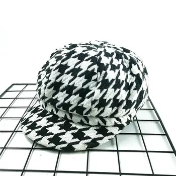 

MISSKY Women Octagonal Hats Spring Autumn and Winter Korean Plaid Bowknot Beret Octagon Cap Season Cap For Female