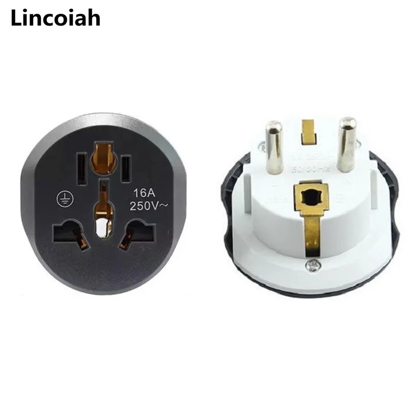 

Adaptor Universal 16A EU converter 2 Round Pin Socket AU US UK CN To EU RU DE KR ES FR Wall Socket AC 250V Travel Adapter