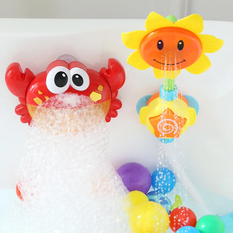 Outdoor Bubble Frog Crabs Baby Bath Toy Bubble Maker Swimming Bathtub Soap Bubble Machine Toys for Children With Music Water Toy