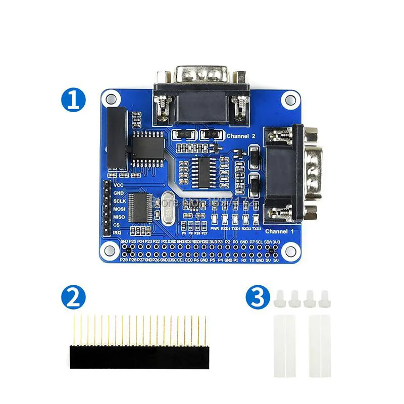 

Raspberry Pi 2-CH RS232 HAT , SC16IS752+SP3232 Solution, with Multi Onboard Protection Circuits
