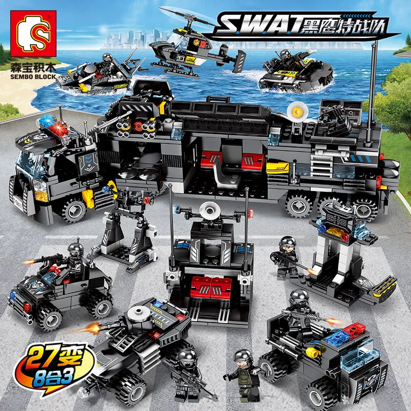

Baby Semp 102386 Black Hawk Special Combat Team E-BUSINESS Version Bag Educational Force Assembled DIY Building Blocks Children