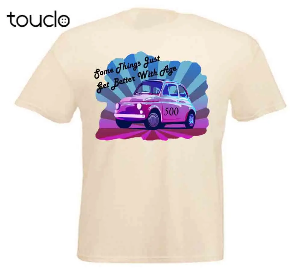 Iconico Fiat 500 Degli Anni '50 Migliora Solo Con Età 2019 T-Shirt Estive Per Uomo T-Shirt Vendita Calda Abiti Magliette Personalizzate Online