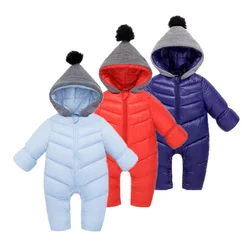 Barboteuse pour bébé fille, nouvelle collection hiver 2021, combinaison à capuche et manches longues pour nouveau nés, vêtements chauds et épais pour enfants, Costumes pour garçons 