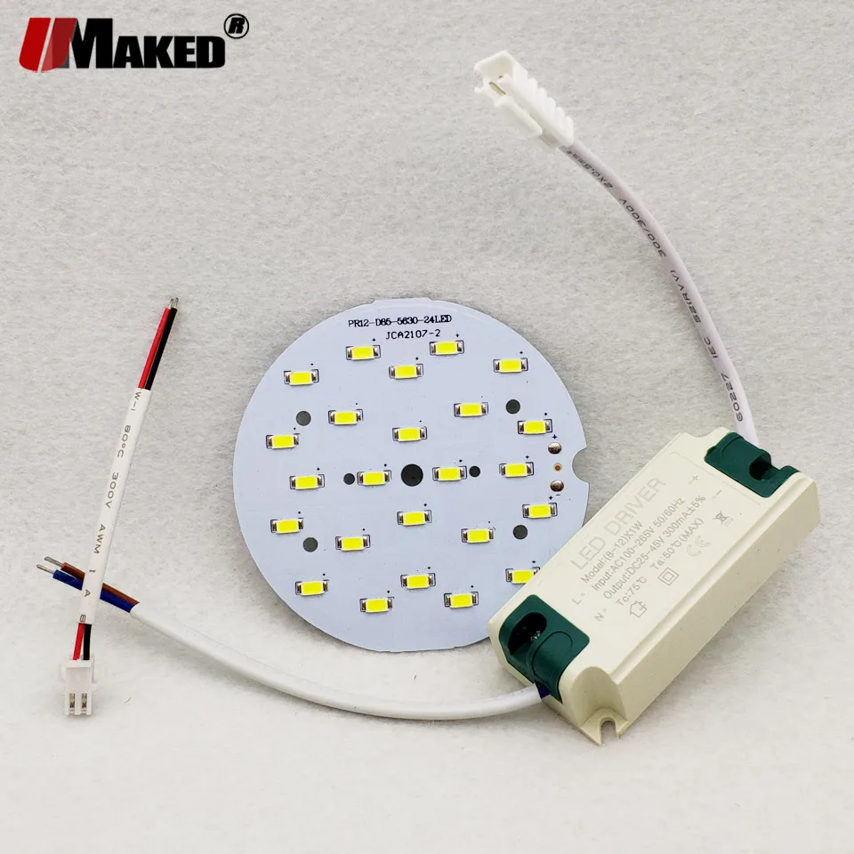 1/5 комплектов светодиодный PCB+ Драйвер Наборы 12W 18W Светодиодный светильник Алюминий радиатора SMD5730 110lm/w круглый светодиодный источник света для Панель потолочные светильники
