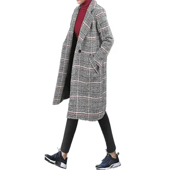 

Autumn and winter woolen coat female 2020 New Plaid Overcoat casual women's coats Plus Size 5XL