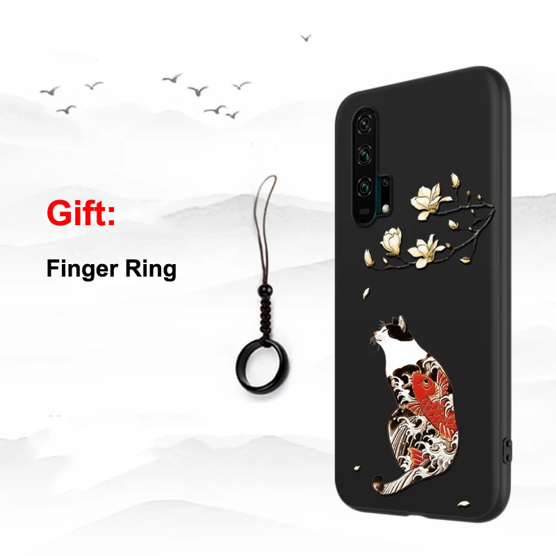 Рельефный чехол для huawei Honor V30 20 Pro 20S Lite 20i V20 3D рельефный мягкий силиконовый матовый противоударный чехол Licoers Официальный чехол - Цвет: Cat