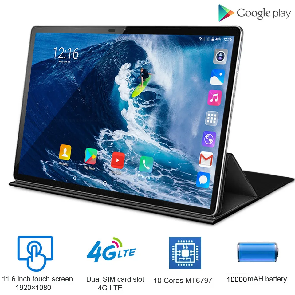 Günstige 2020 volle Neue 11,6 zoll 2 in 1 Tablet Android 4G LTE MTK6797 10 kerne Kinder Tablet 256GB ROM anruf Tablet mit Tastatur