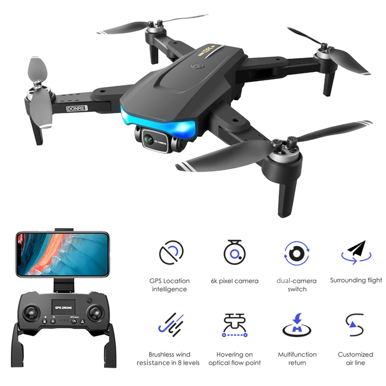 LS-38 GPS RC Drone with 6K Camera EIS Anti-shake Gimbal Brushless Motor 5G Wifi Video Aerial FPV Quadcopter Smart Follow Mode