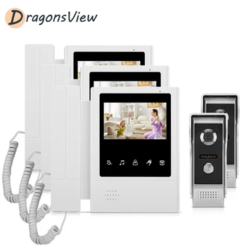 

Dragonsview Multi Apartment Video Door Phone Intercom System 3 Monitors With 2 Cameras Wired Video Doorbell Waterproof