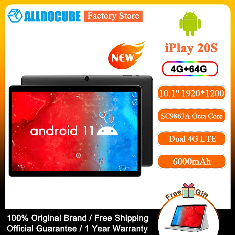 【2021 Cheap】Alldocube iPlay20S 10.1 inch Android 11 Tablet PC Unisoc SC9863A Octa Core 4GB RAM 64GB ROM 1920×1200FHD 4G LTE Call |