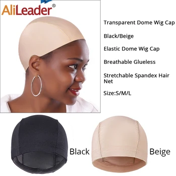 

AliLeader Cheap Elastic Mesh Dome Wig Cap for Making Human Hair Wigs Brown Beige Black Spandex Net Glueless Hairnets Wig Liner