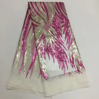 

Latest Sequins Lace Fabric 2019 Fashion African Lace Fabric Tulle Finery French Embroidery Lace Fabric High Quality Wedding