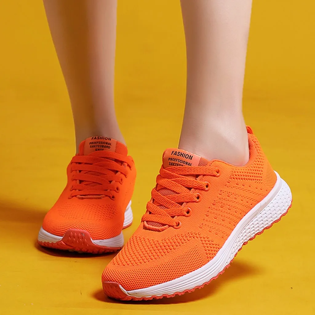 

Women's Orange Running Shoes Fashion Casual Breathable Flying Woven Shoes Mother Walking Sport Sneakers For Student