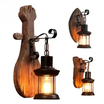 

Bar Industrial Style Indoor LED Lighting Porch Lamp Fixture Wall Light Coffee Shop Home Decor Cast Iron Vintage With Glass Shade