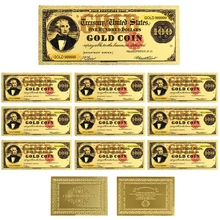 10 шт./лот USD100 долларовые банкноты из золотой фольги цветной двойной дизайн американская банкнота позолоченная фольга банкноты/бумажные деньги колледж