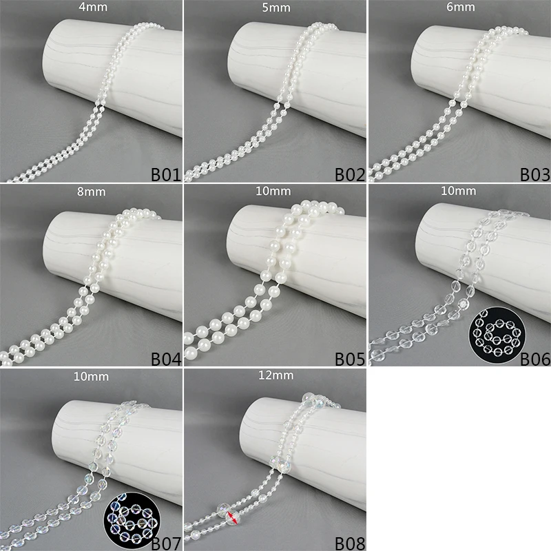 3mm/4mm/5mm Fused Pearl Beads String Faux White, Ivory, Clear