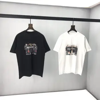 

2020 Spring Summer Women's Paris Letter Embroidery Cotton Black Short Sleeve men T-shirt B11