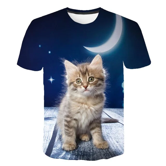 2021 fashion casual men's and women's T-shirts two pieces of 3d cat print shirt men's and women's short-sleeved tops XXS-6XL sum NT-965