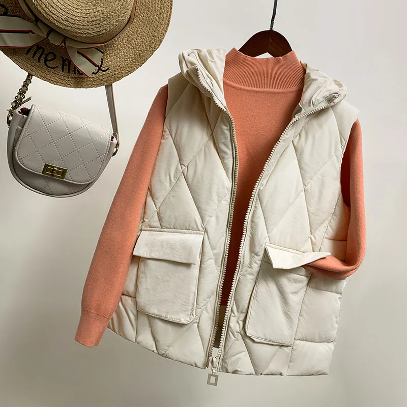 

2019 New Autumn Winter Vest Women Fashion coats with big pocket Solid jacket Down cotton Coats Vintage out wear Woman Clothing