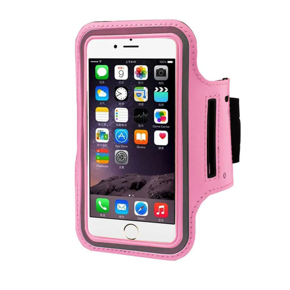 Браслет для бега спортивный чехол для телефона для iPhone 11 Pro xs max x 7 8 6 plus чехол для упражнений Brassard телефон запястье ремень сумка - Цвет: Розовый