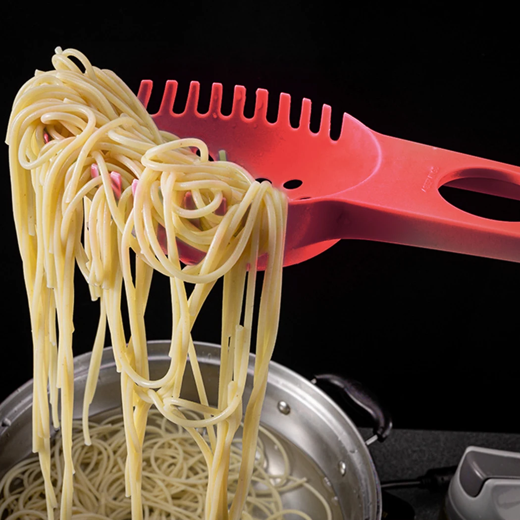 Red Spaghetti Server Creative Non-Stick Pasta Spoon Kitchen Pasta Spoon Premium Nylon Material Food Tong Kitchen Accessories