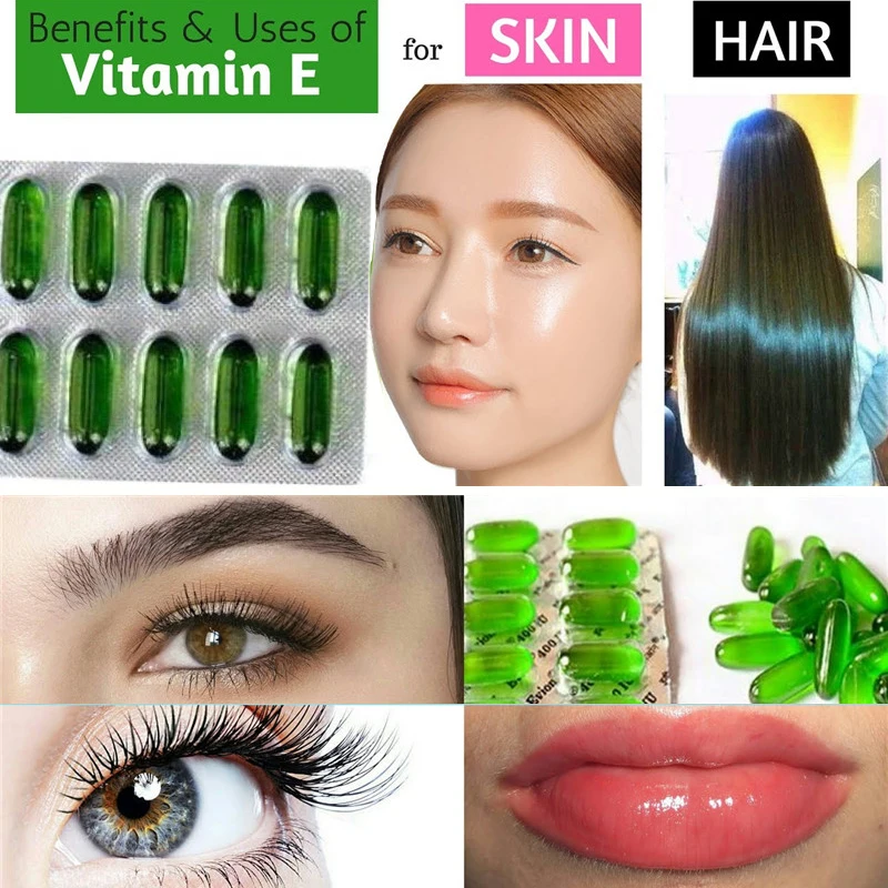 20 Capsules Vitamin E Capsules For Face Hair Skin Whitening Essence