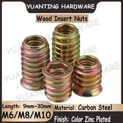 5Pcs/10Pcs M6 M8 M10 Color Zinc Plated Carbon Steel Inside Hex. Socket Drive Insert Nuts Threaded For Wood Furniture