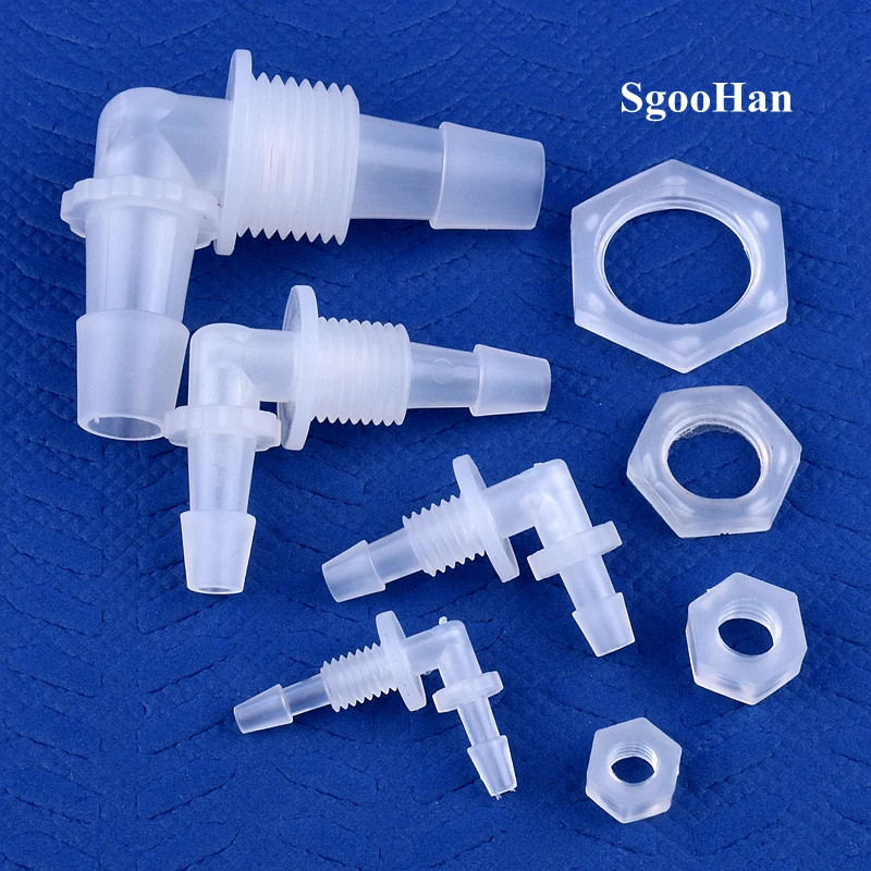 Connecteurs coudés pagode en PP M6 ~ G1/2 à 2.4-11.1mm, écrou hexagonal, réservoir d'aquarium, pompe à Air, Joints de tuyau, raccords de tuyaux d'irrigation, 5 à 200 pièces