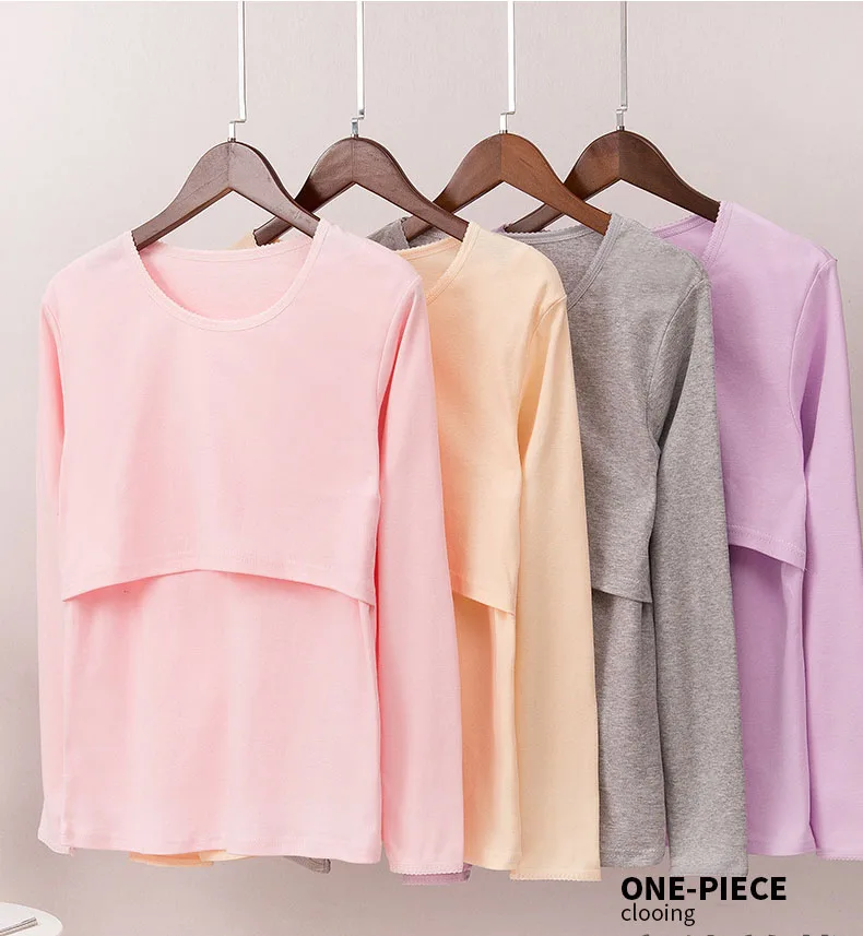 Cotton T Shirt Maternity Women Nursing Top Breastfeeding Sleepwear Pajamas Innerwear Cotton Breathable T-Shirt Pregnancy Mujer