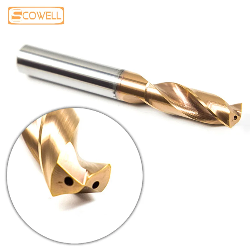 1 Confezione Hrc55 Punte Per Trapano Di Raffreddamento Interno In Carburo Di Tungsteno 5.8Mm,8Mm,10Mm Micro Grani Solid Cnc Ruter Twist Drilling Bits