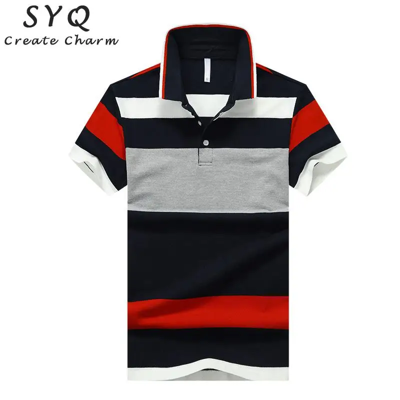 Роскошный бренд SYQ Polo рубашка для мужчин высокого качества полосатый свитер Модные мужские Поло рубашка Para Hombre Размер M-4XL