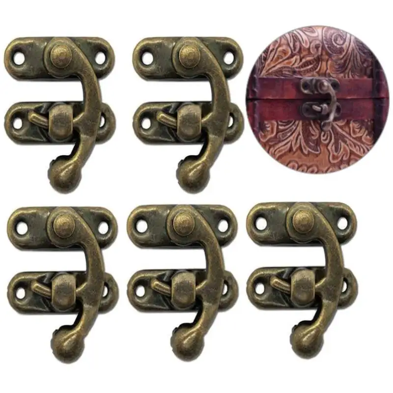 Toggle Latches Jewelry Box Hasps Decorative Latches 12pcs Left/Right Bronze Mini Vintage Toggle Hasp Hook Swing Arm Clasp Latch Metal Catch Curved Buckle for Jewelry Box Toolbox