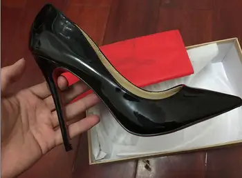 

Women Nude/Black/Red Bottom Pumps High Heel Shoes Leather Pointed Toe Sexy High Heel Shoes Stiletto High Heels 8 10 12 Cm Pumps