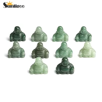 

Sunligoo Carved Crystal Gemstone Buddha Figures Statue Home Office Decoration Ornament Natural Stone Laughing Buddha Sculpture