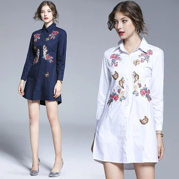 

Autumn new high-end atmospheric heavy fine embroidery cotton shirt