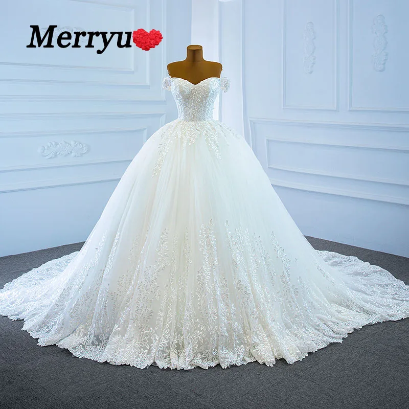 

Off the Shoulder Princess Wedding Dresses Ball Gown Lace Applique Beads Bridal Gown Robe De Mariee Vestidos De Noiva