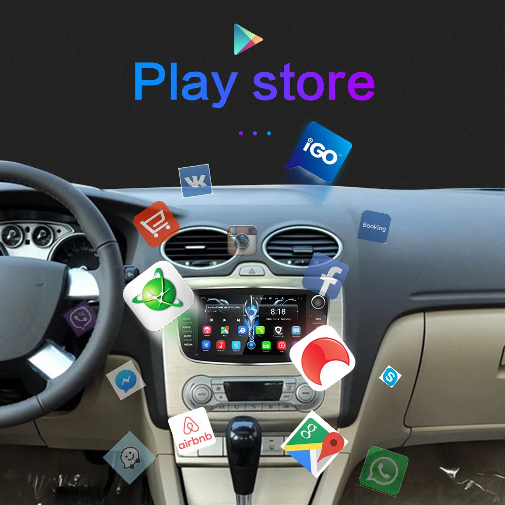 Для Ford/Focus/S-Max/Mondeo 9/Galaxy yc-Max автомобильный радиоприемник мультимедийный видеоплеер навигация gps Android 9,0 без DVD 2din 2 din 2.5D